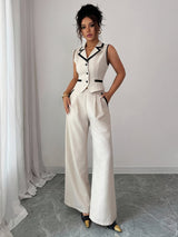 Monroe button-front vest and wide-leg trouser set