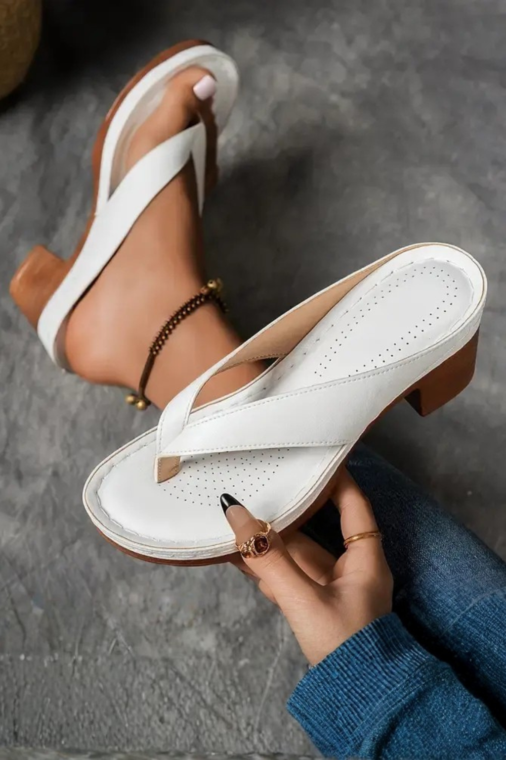 Charlene block heel sandals strap detail