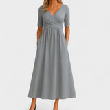 Serenya | A-Line Midi Dress with V-Neck