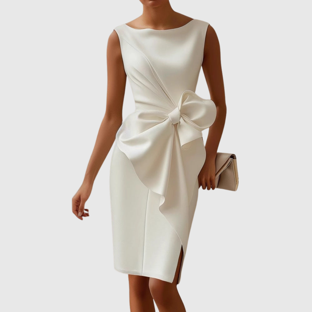 Solene | Cocktail Midi Dress with Statement Bow