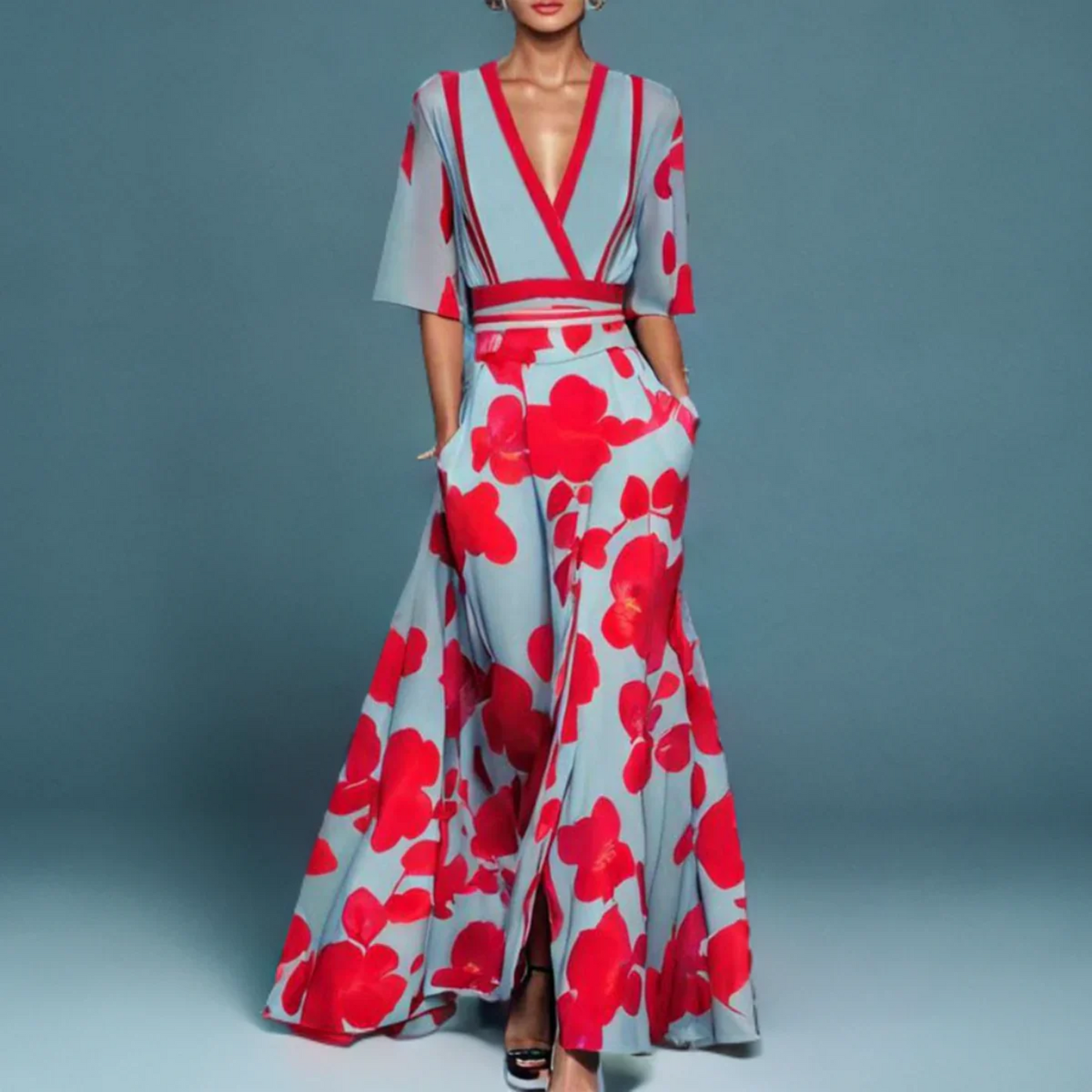 Velara | Floral Wrap Midi Dress