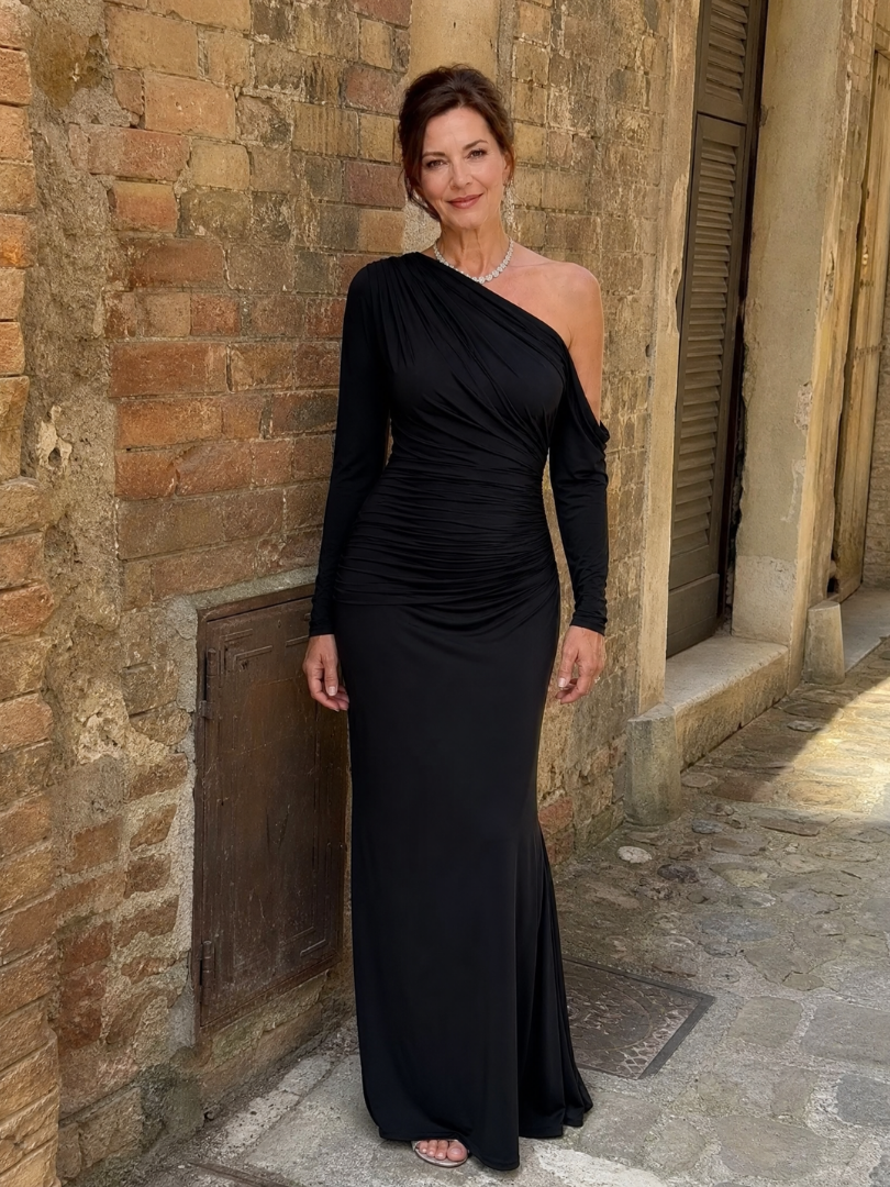 Noralise | One-Shoulder Ruched Maxi Gown