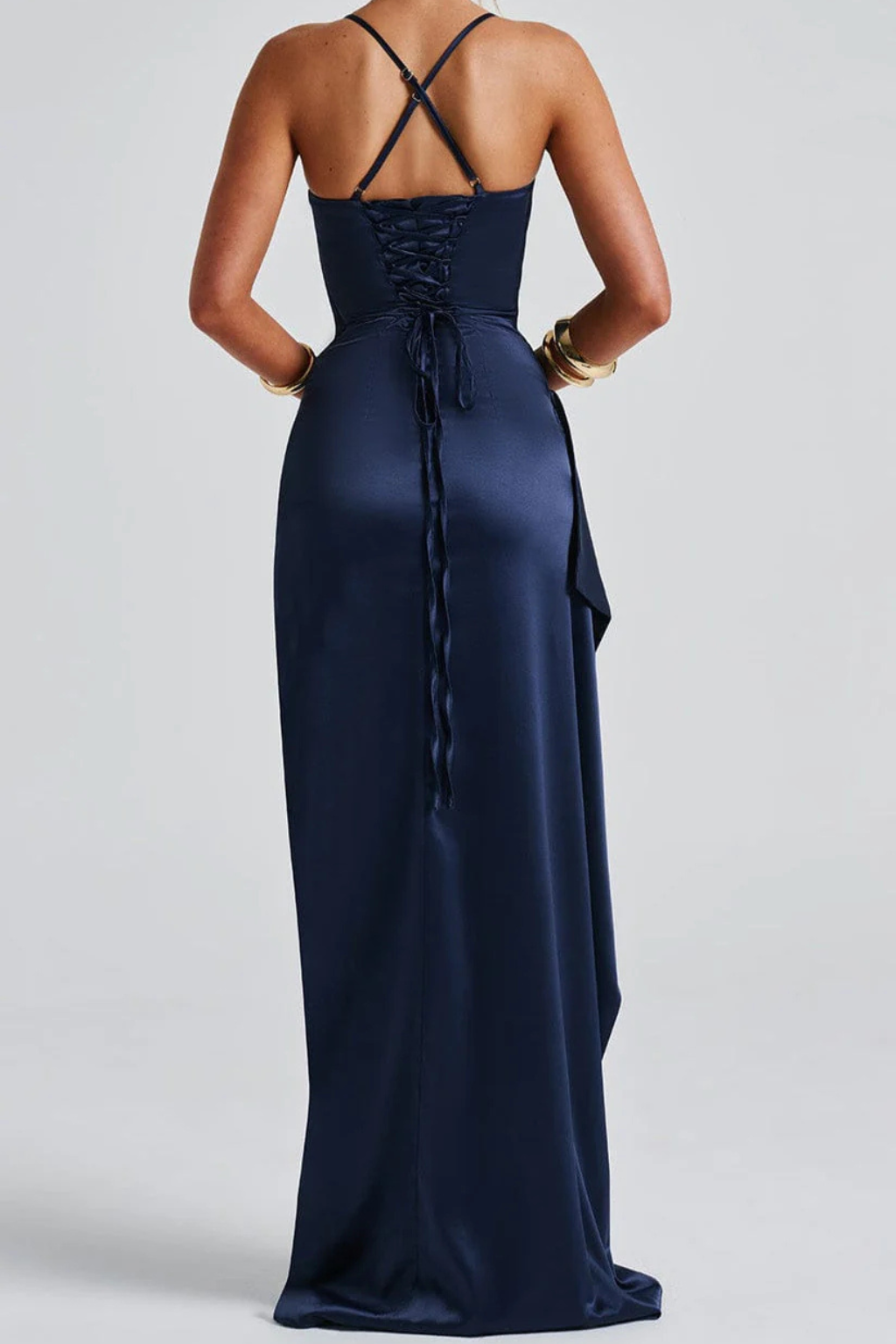Daphne | Satin Slit Maxi Wedding Guest Dress