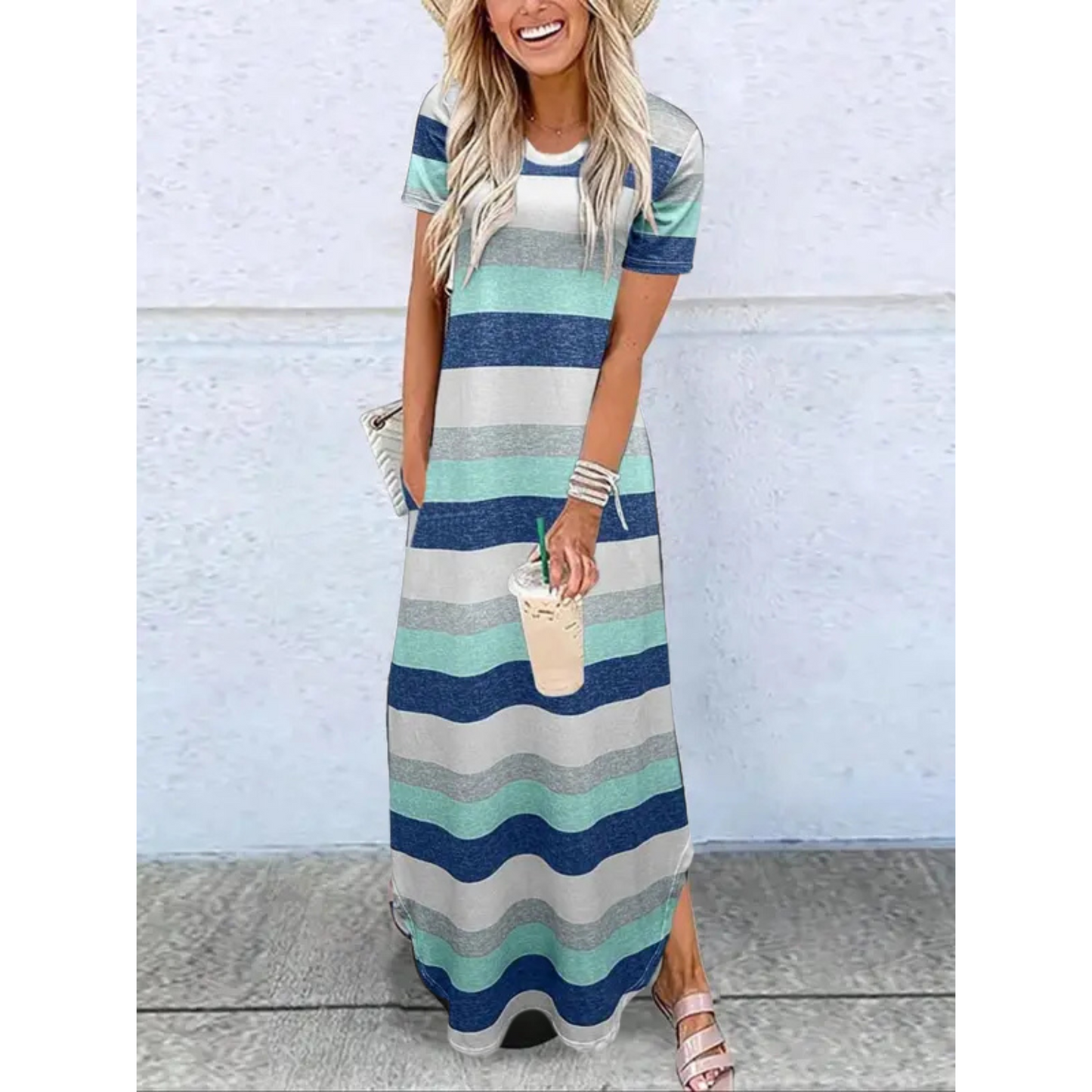 Comfortable round neck maxi dress