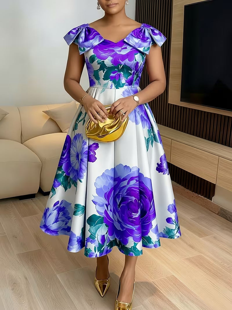 Floral print midi dress full-length view
