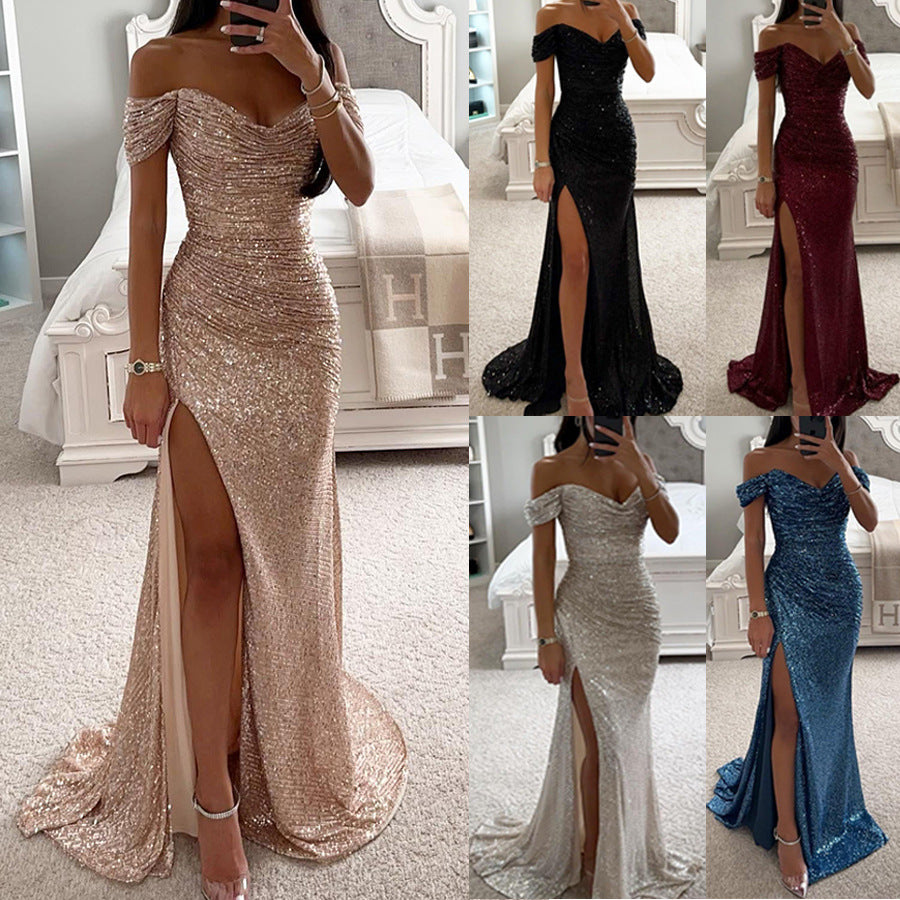 Solaria | Off Shoulder Sequin Summer Maxi Dress