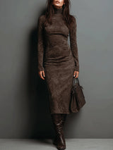 Havilah long-sleeve high-neck midi dress