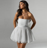 Bianca strapless sequin mini party dress front view