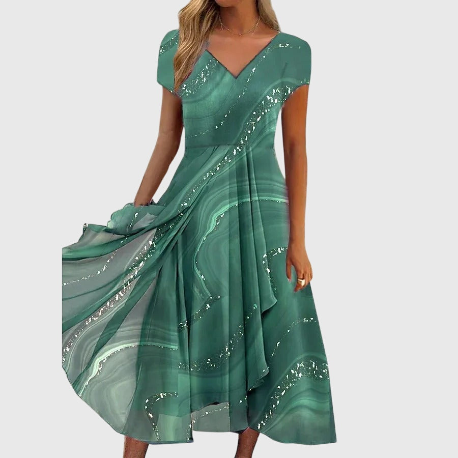Aveline | Flowy V-Neck Midi Summer Dress