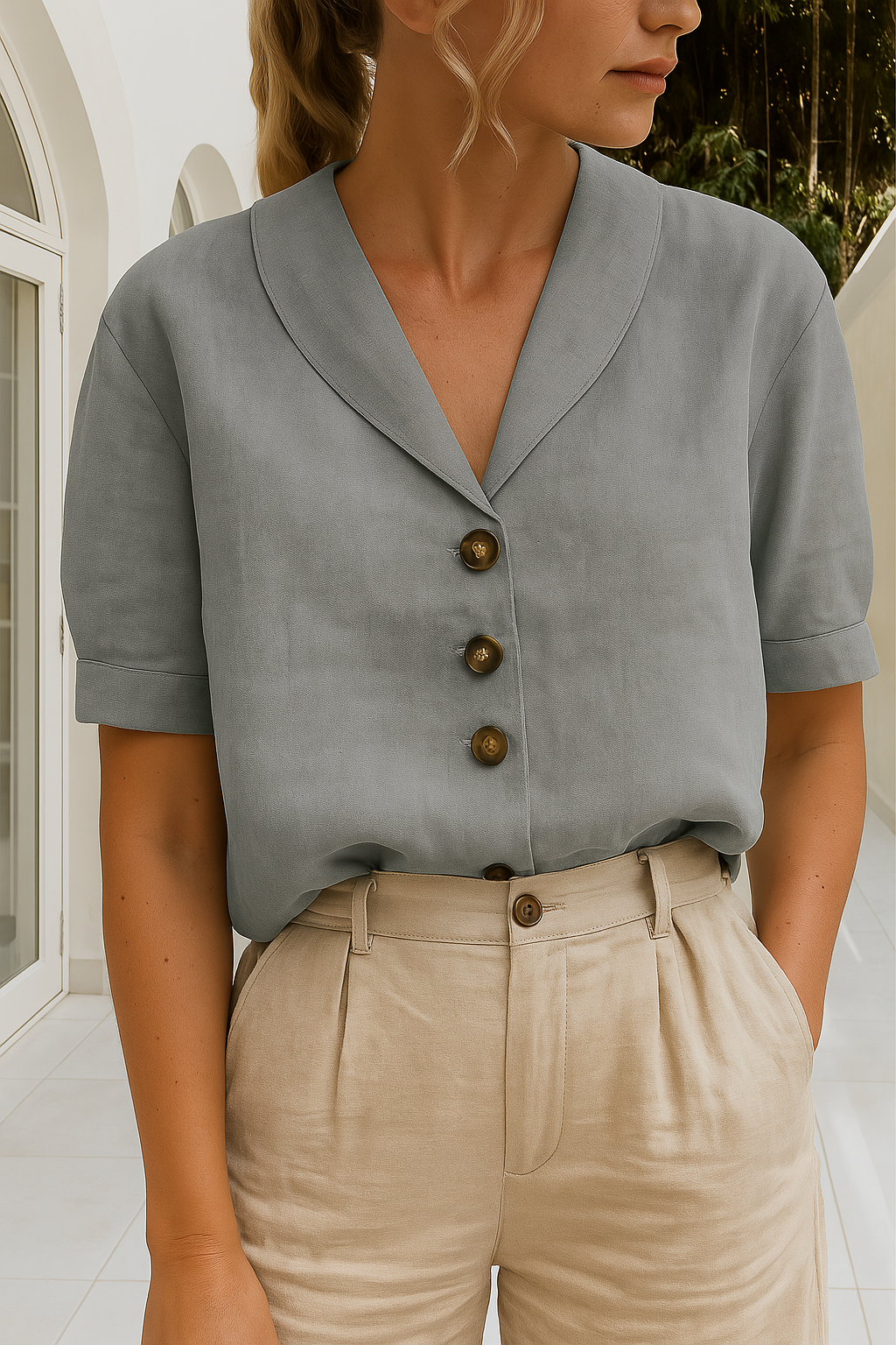 Diane | Elegant Wrap Neckline Blouse