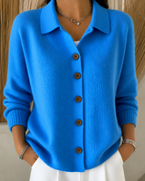 Button collar cardigan, front view