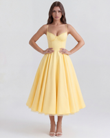 Nadine | Sweetheart Neckline Boned Tulle Midi Wedding Guest Dress