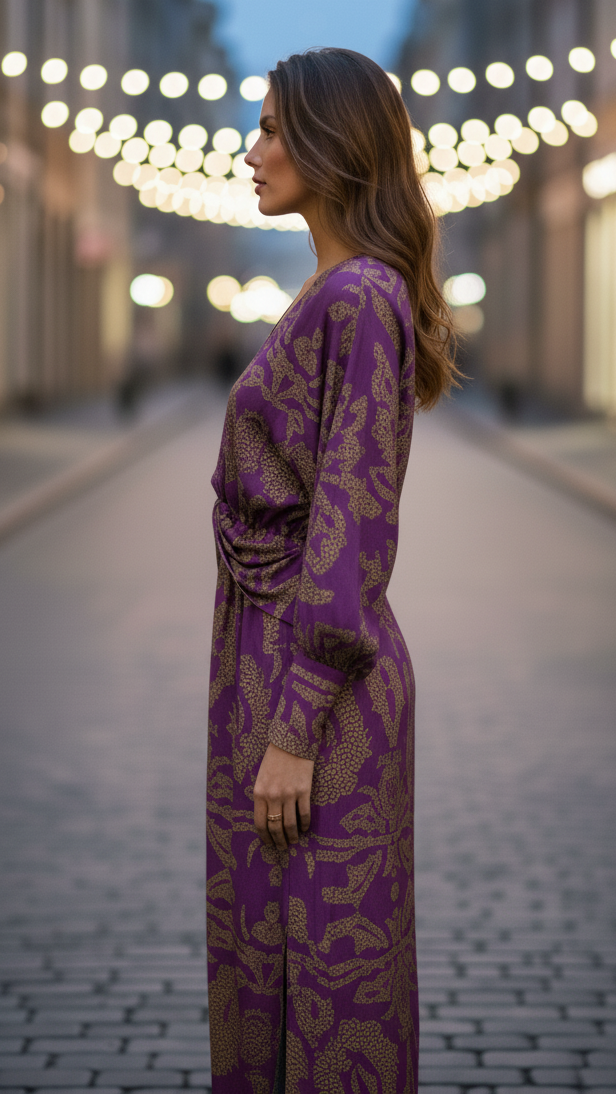 Corabelle | Twist-Front Print Midi Dress