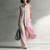 Sleeveless top and wide-leg trouser co-ord set, front view