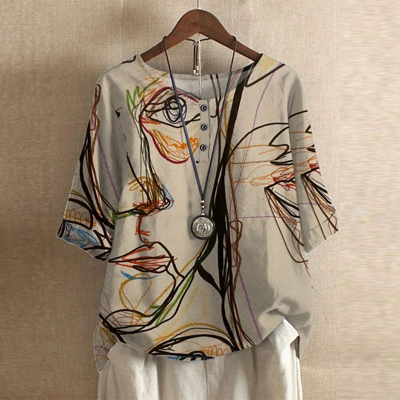 Jennifer | Vintage Floral Print Relaxed Blouse