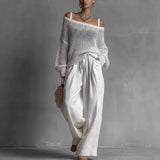 Elvenna women's off-shoulder top and wide-leg set