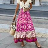 Savanna | Boho Printed High Waisted Maxi Skirt