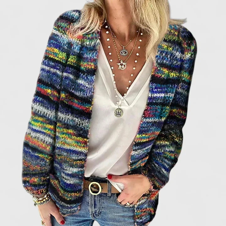 Amandine women's open-front multicolor knit cardigan