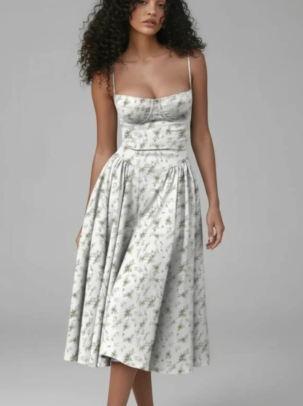 Cream midi dress back view