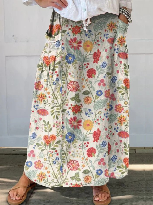 Penelope | Floral Print Flowy A-Line Skirt