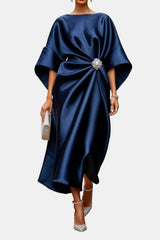 Amelia | Satin Cape Sleeve Formal Maxi Dress