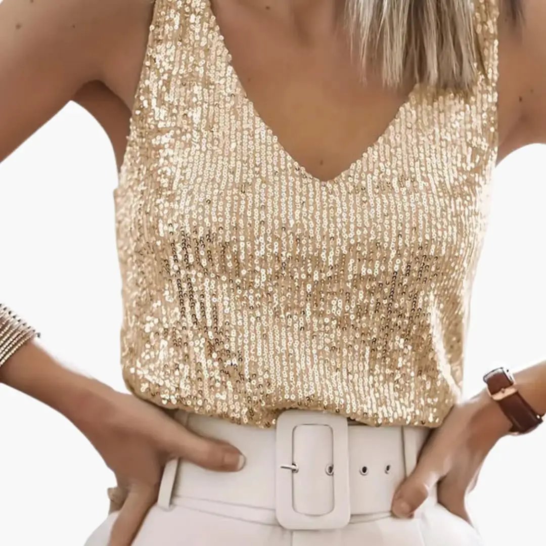 Coco | Sequin Round Neck Sleeveless Party Top