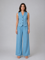 Tiphaine women's tailored waistcoat and wide-leg trouser set