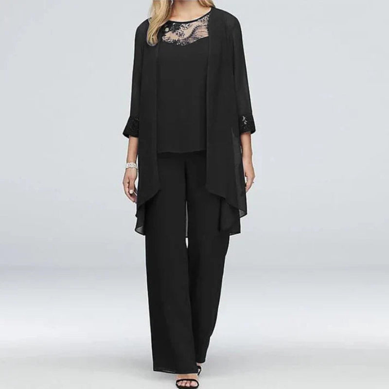 Mirabel | Longline Jacket, Top & Wide Leg Trouser Set