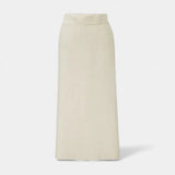 Wool A-line midi skirt in beige, front view