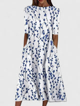 Elmira | Floral Midi Summer Dress with Pockets