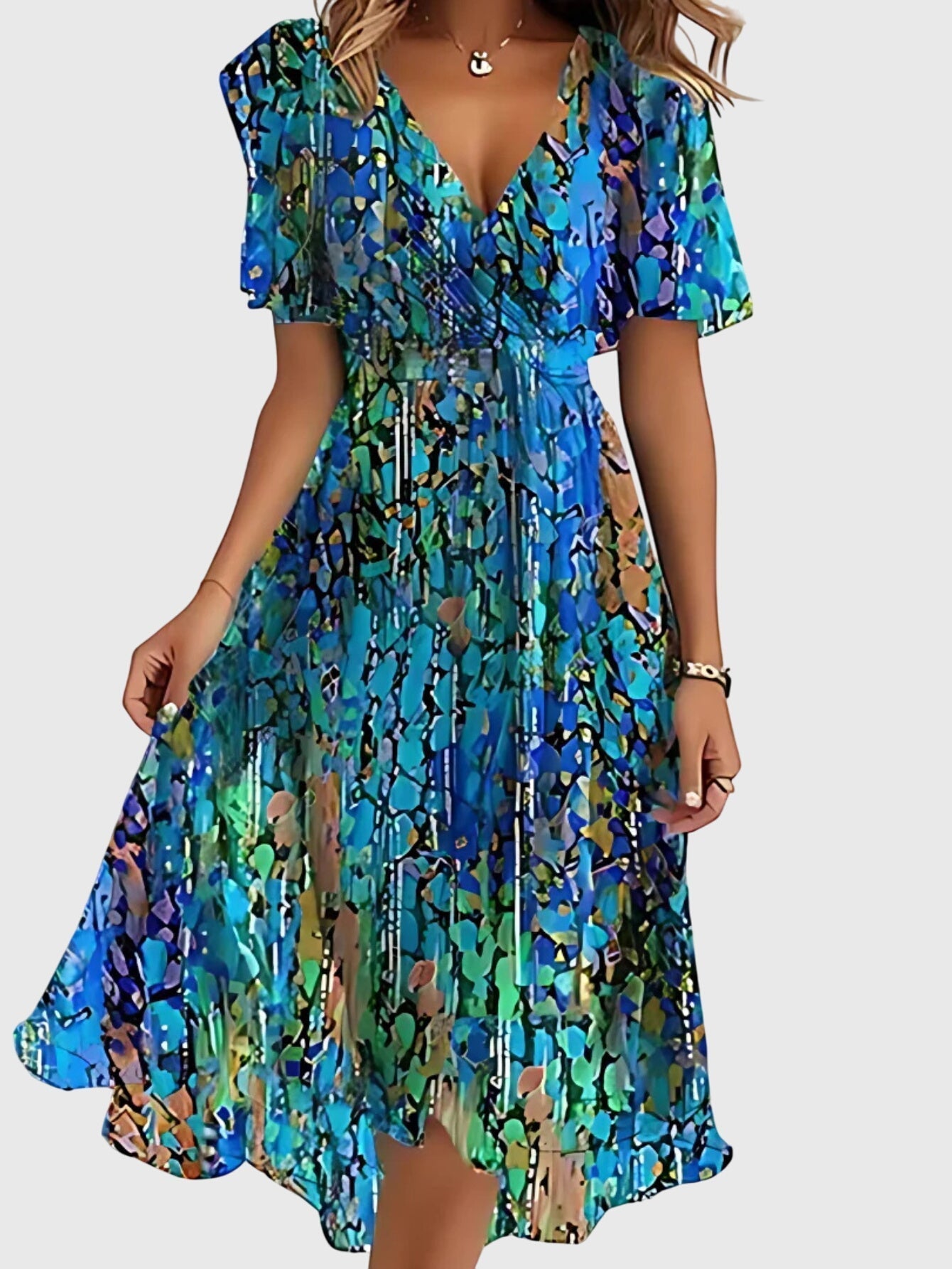 Elowyn | Boho Floral Midi Summer Dress