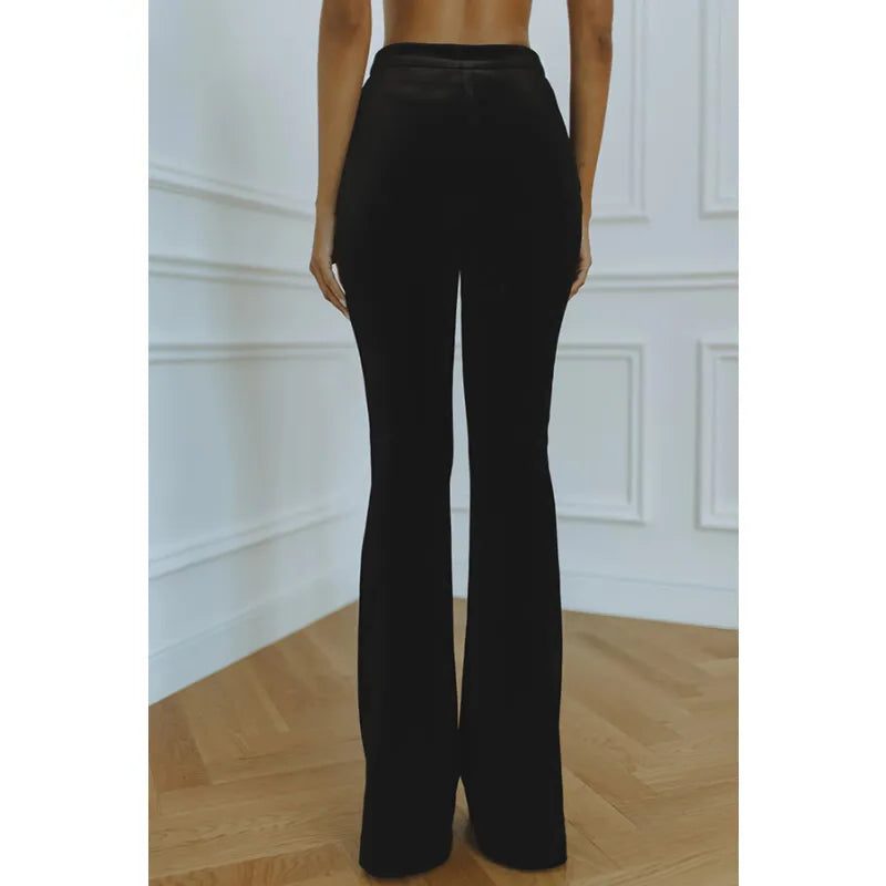 Velvet blazer and flare trouser set for women view 10