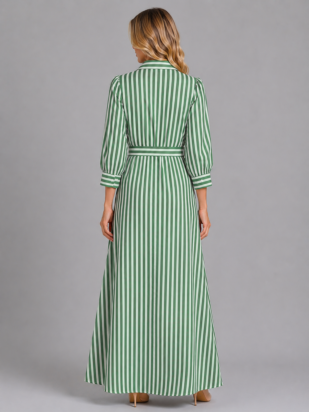 Striped shirt maxi dress, view 5