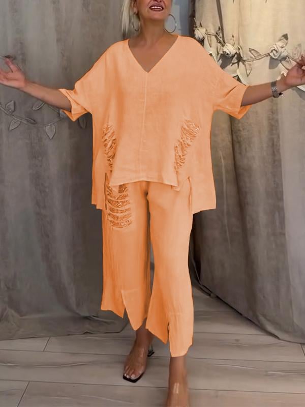 Sutton | Draped Top & Wide Leg Summer Set