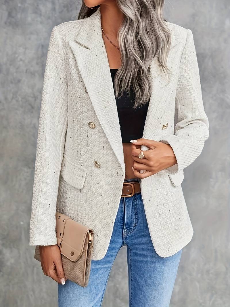 Isaura women's structured tweed button blazer