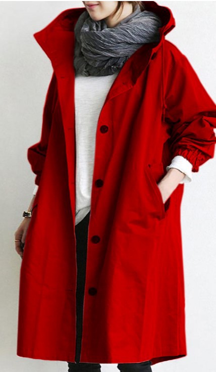 Hooded relaxed trench coat for women view 9