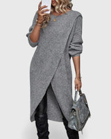 Fenella long-sleeve knit sweater dress with wrap hem