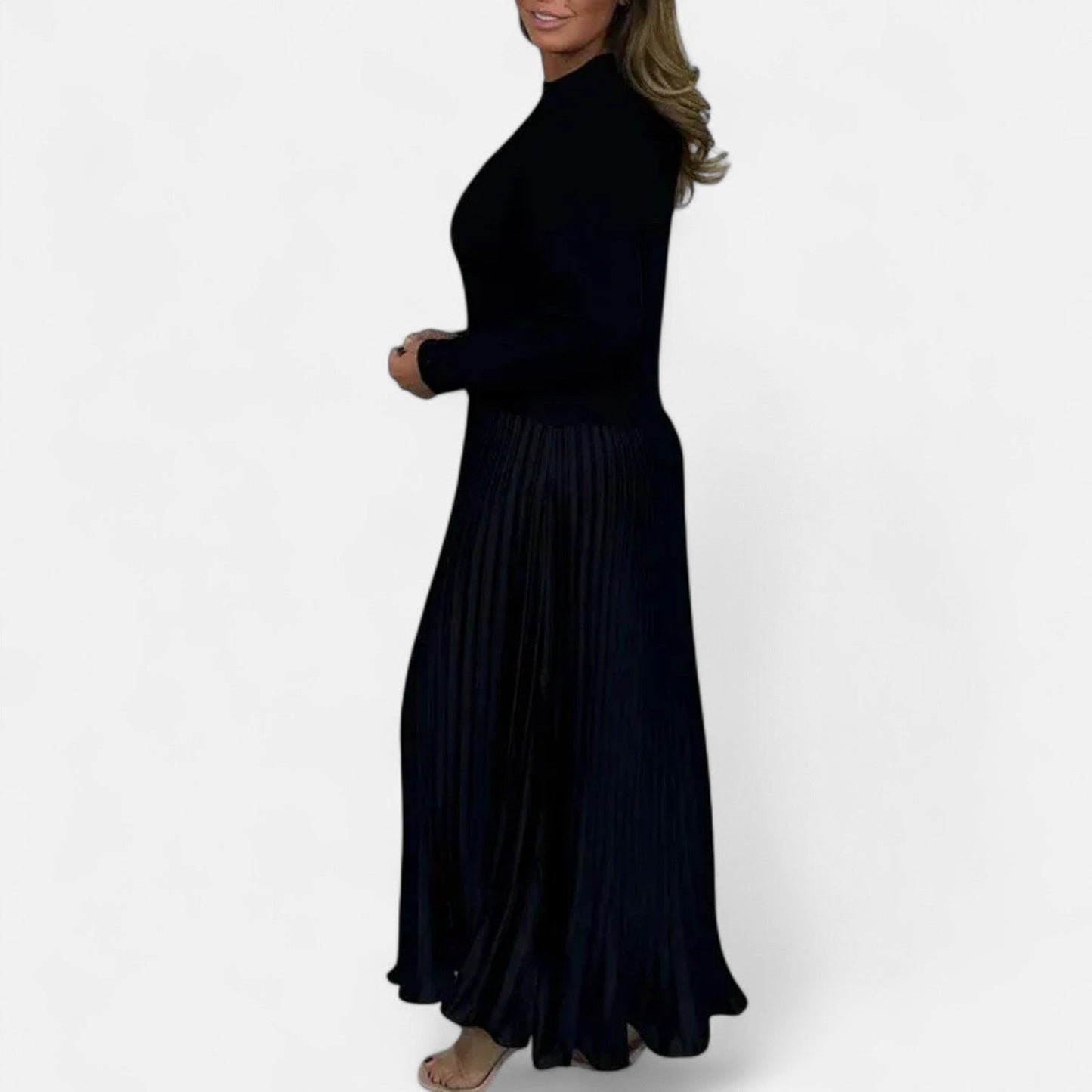 Estelline | Knit Sweater & Pleated Maxi Dress