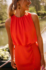 Elaria | Halter Neck Midi Cocktail Dress