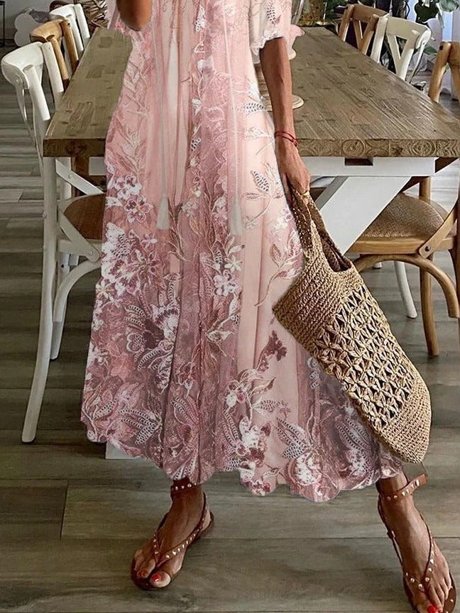 Nerissa | Floral V-Neck Summer Maxi Dress