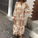 Floral V-neck long sleeve maxi dress, front view