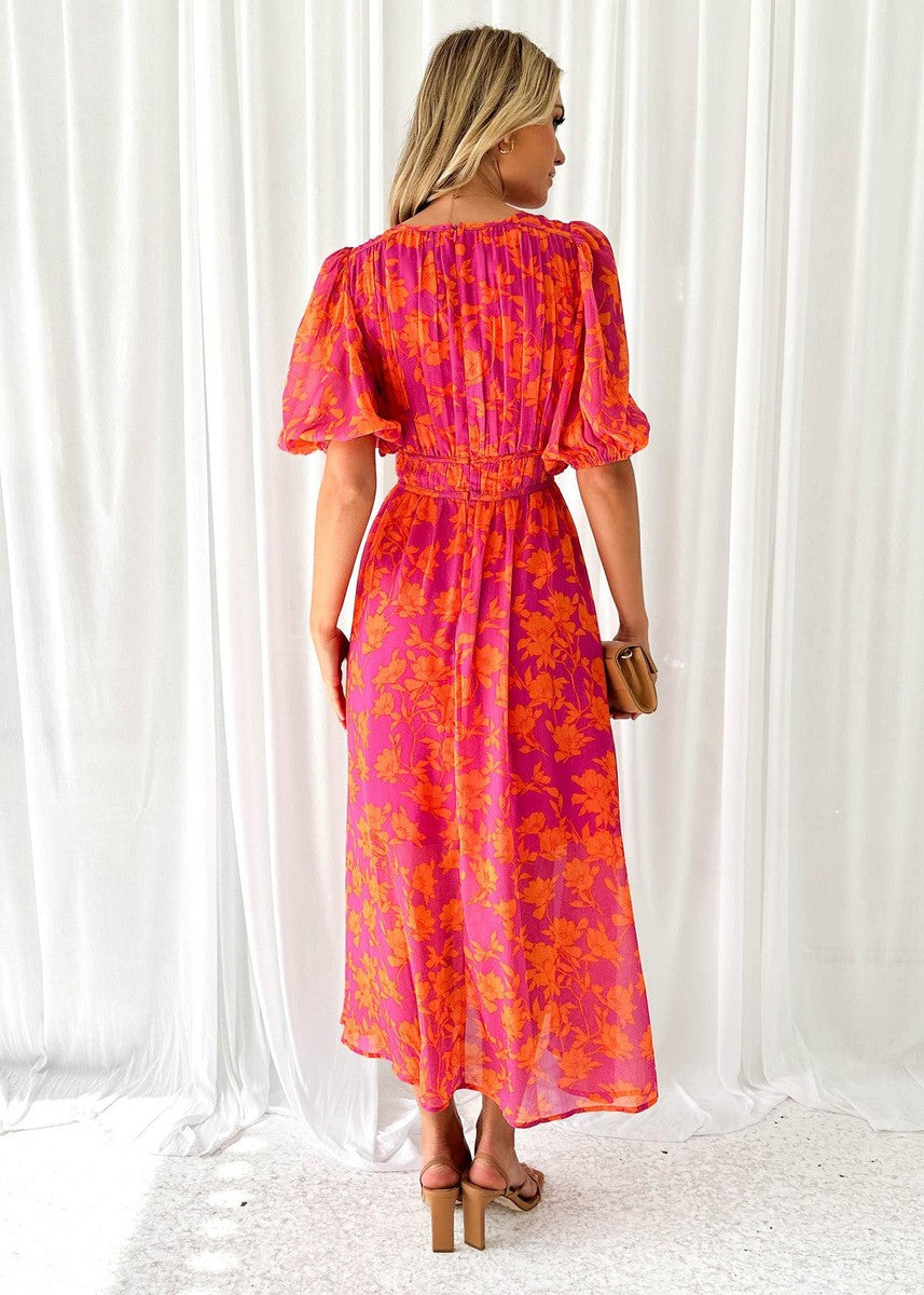 Adèle | Floral V-Neck Maxi Wedding Guest Dress