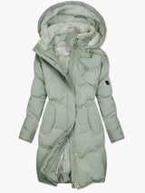 Ophrena long hooded puffer with faux-fur trim