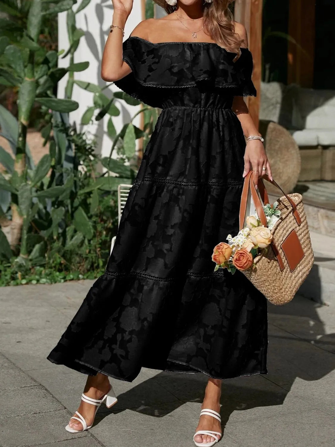 Sylvia | Off-Shoulder Tiered Ruffle Maxi Dress