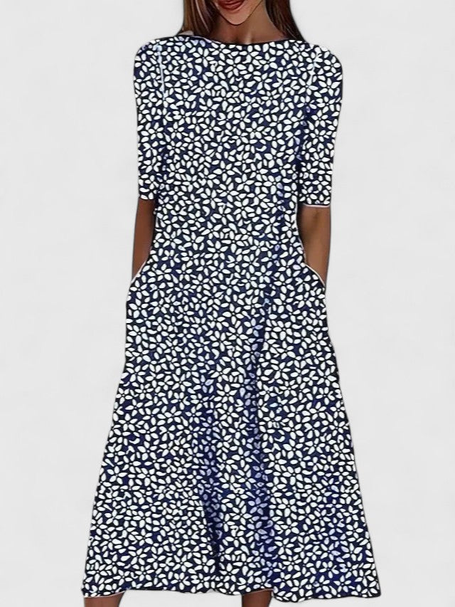Elmira | Floral Midi Summer Dress with Pockets