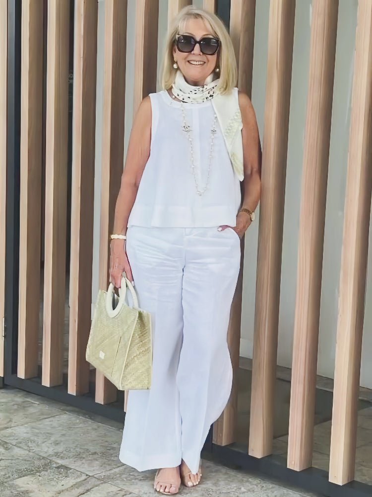Minimal white co-ord set, side view