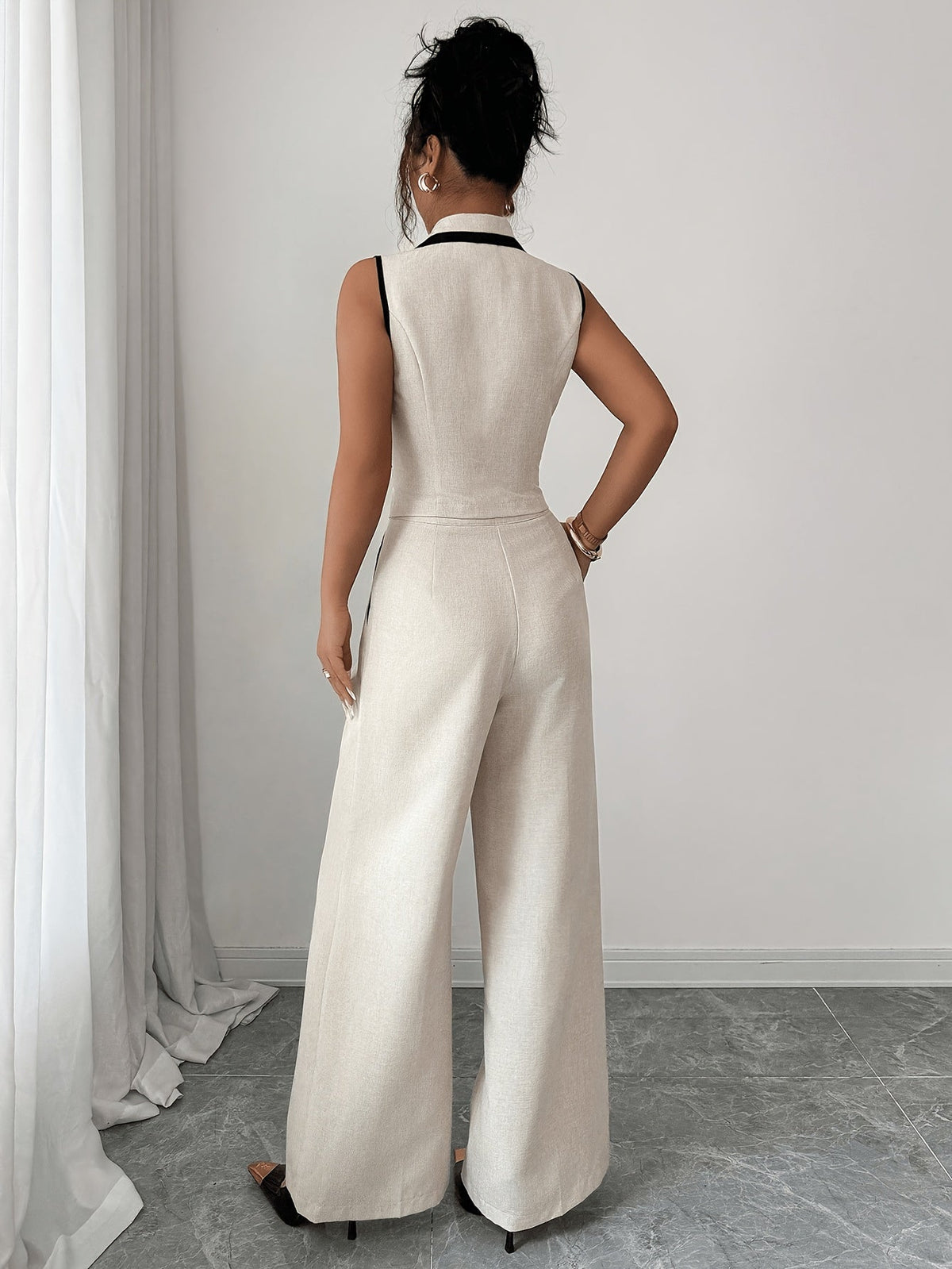 Monroe button-front vest and wide-leg trouser set view 2