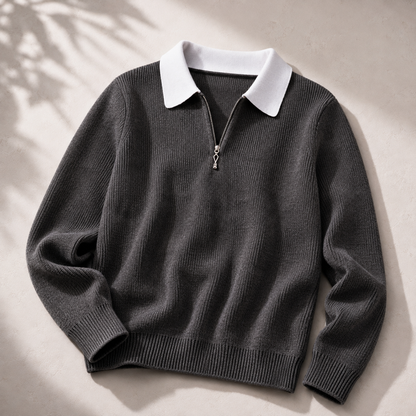 Halvenna | Half-Zip Collar Knit Sweater