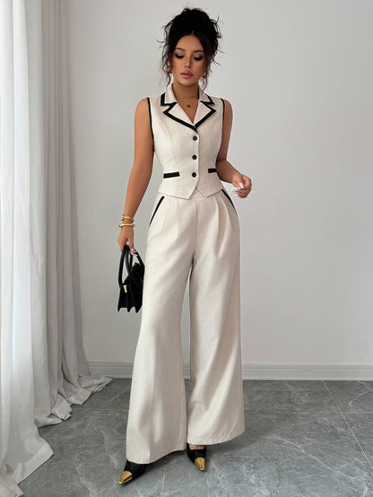 Monroe button-front vest and wide-leg trouser set view 13