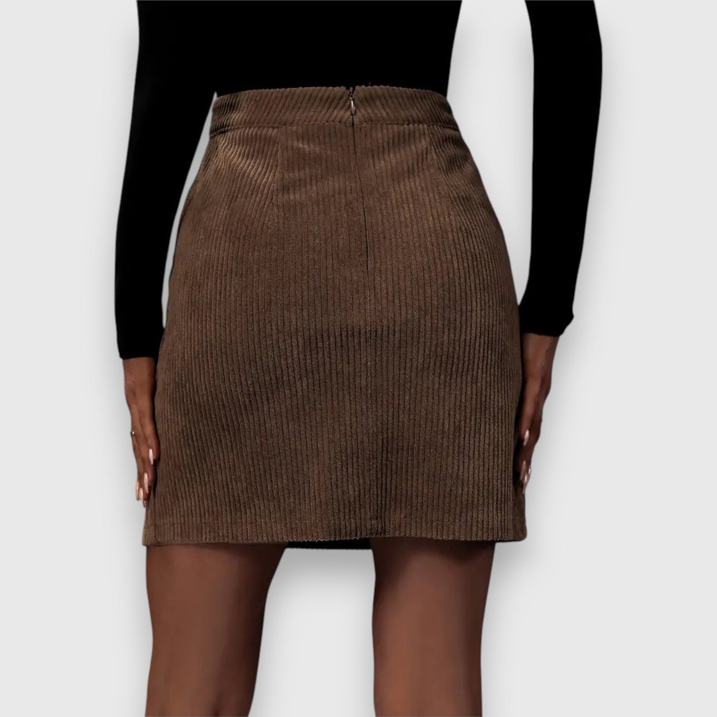 Celeste | Corduroy Midi Skirt With Front Slit
